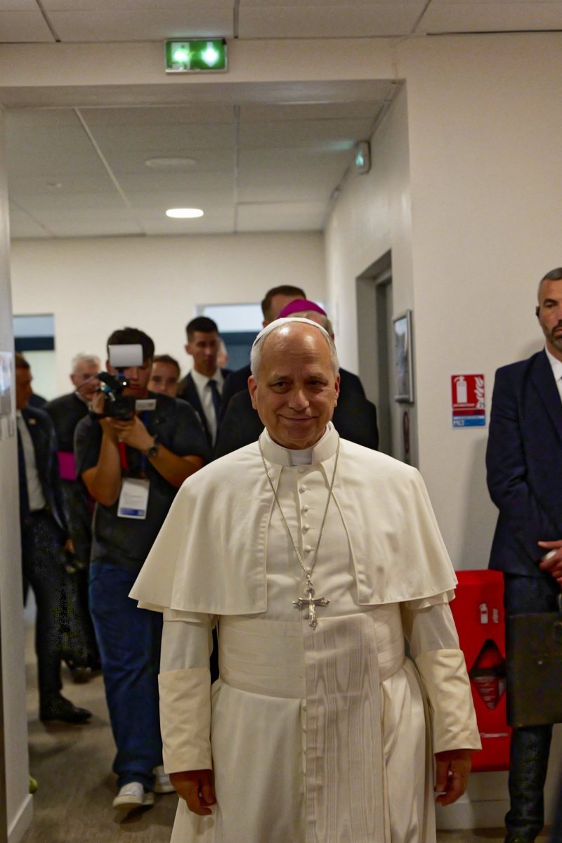 Visite à la Maison Bakhita du pape Léon XIV. © Yannick Boschat / Diocèse de Paris.