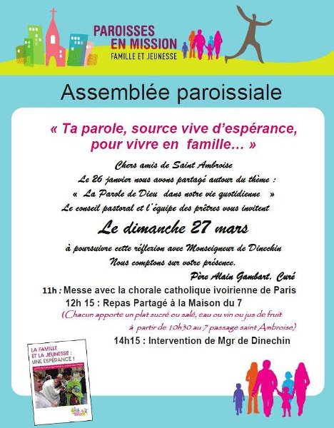 Saint Anbroise : invitation à l'assemblée paroissiale. © www.saint-ambroise.com 