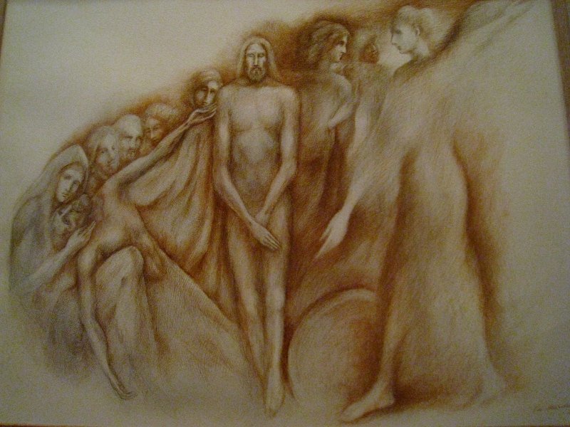 La Passion et la Résurrection. © Vincent Tailhardat Dessin à la plume et encre brune sur papier, 65x50cm 