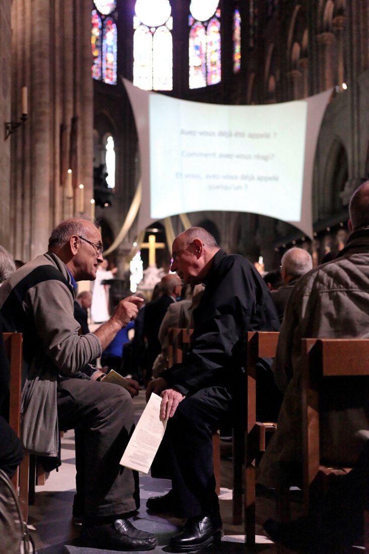 “Speed-dating” sur l'appel. © Yannick Boschat / Diocèse de Paris.