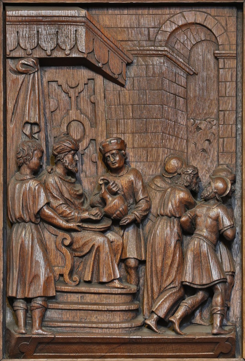 Pilate se lave les mains, bas-relief provenant de l'abbaye Saint-Vaast (…). © CDAS.