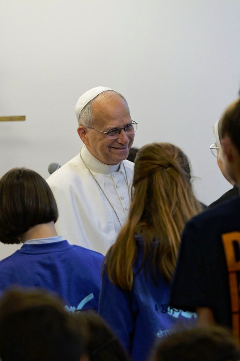 Visite à la Maison Bakhita du pape Léon XIV. © Yannick Boschat / Diocèse de Paris.