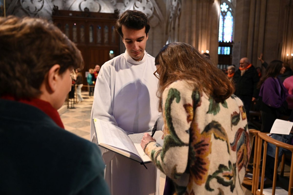 Appel décisif et inscription du nom des catéchumènes 2026 - Célébration du matin. © Marie-Christine Bertin / Diocèse de Paris.