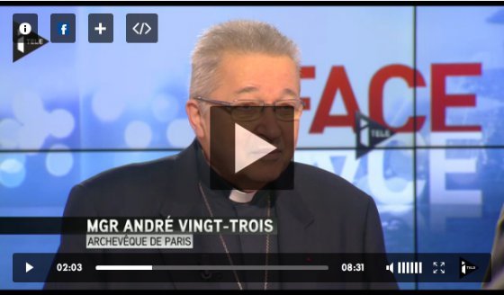 Le cardinal André Vingt-Trois, invité d'itele dimanche 18 janvier 2015