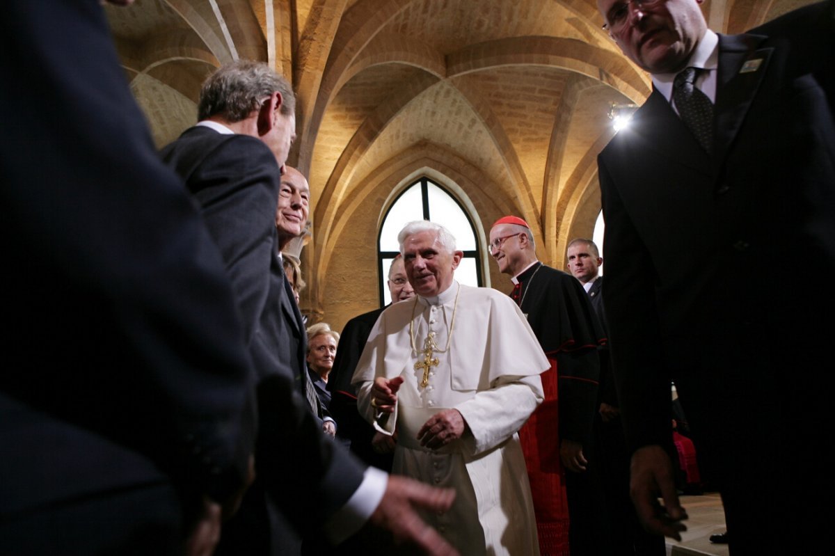 Benoît XVI au Collège des Bernardins. Reproduction interdite. © CIRIC.