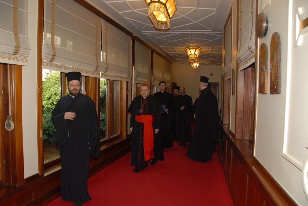 Arrivée du Cardinal André Vingt-Trois chez Sa Sainteté Bartolomeos I. 