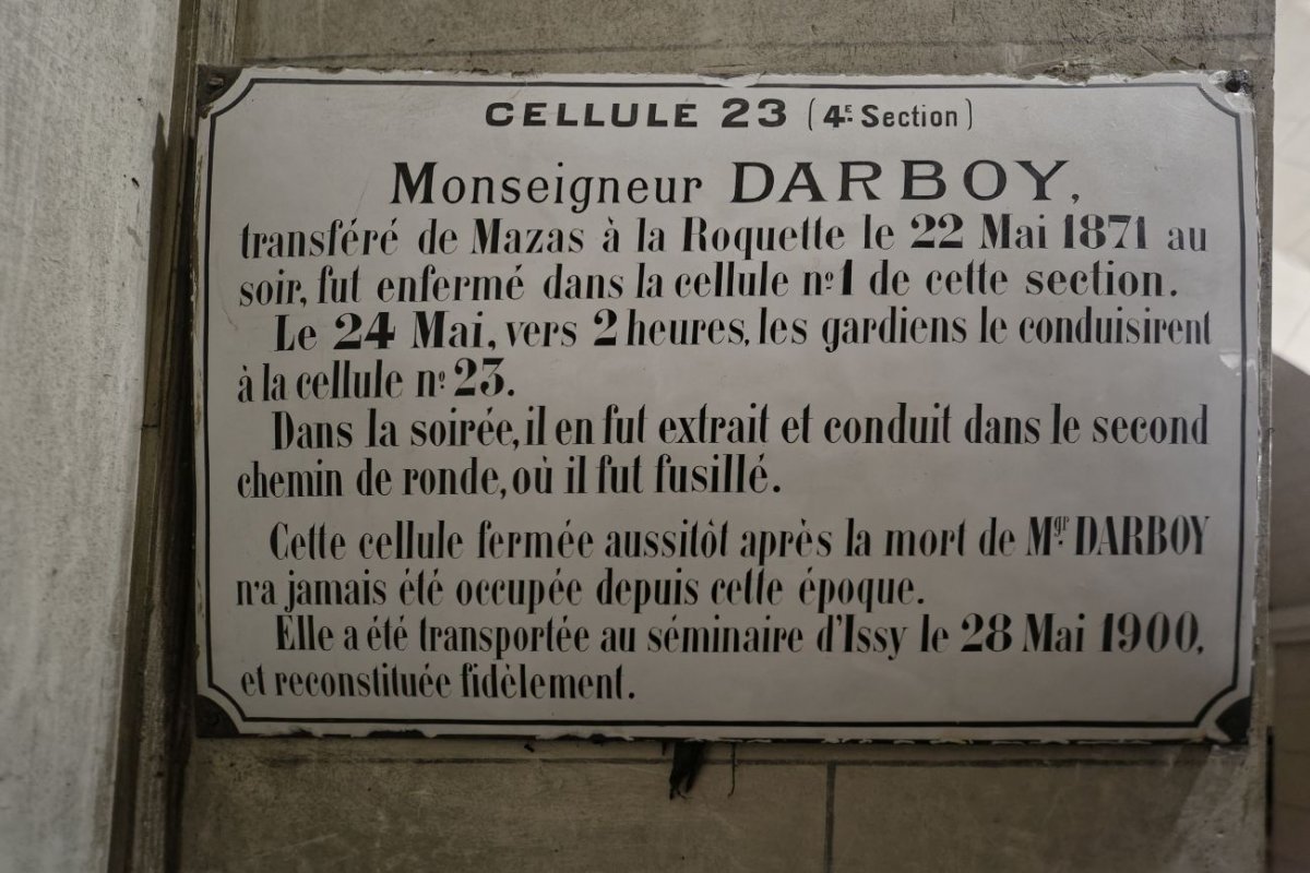 Cellule de Mgr Georges Darboy à la prison de la Roquette. © Yannick Boschat / Diocèse de Paris.