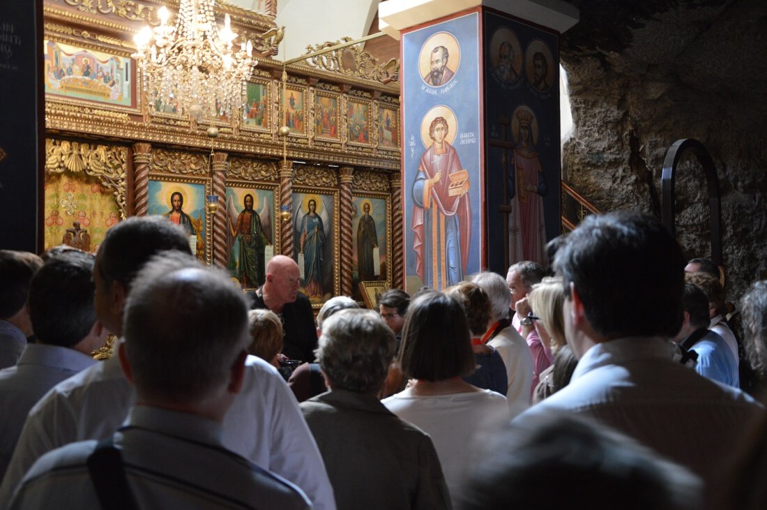 Visite du monastère de La Quarantaine, qui surplombe Jéricho. © Pierre-Louis Lensel / Diocèse de Paris.