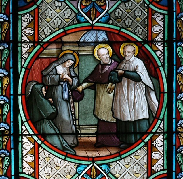 Saint François de Sales avec saint Vincent de Paul et sœur Angélique Arnauld. © C. D. A. S. / Diocèse de Paris.
