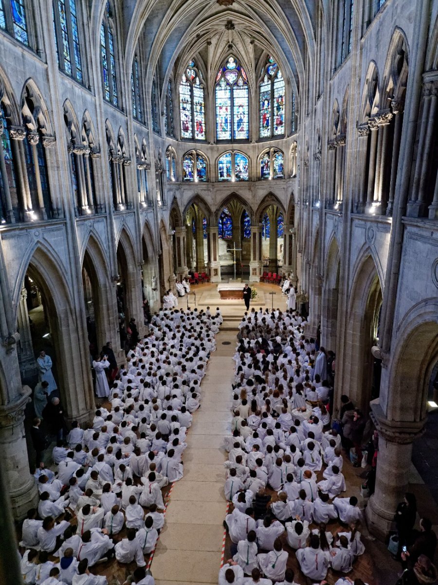 Rencontre avec Mgr Michel Aupetit, archevêque de Paris, à Saint-Séverin. © Yannick Boschat / Diocèse de Paris.