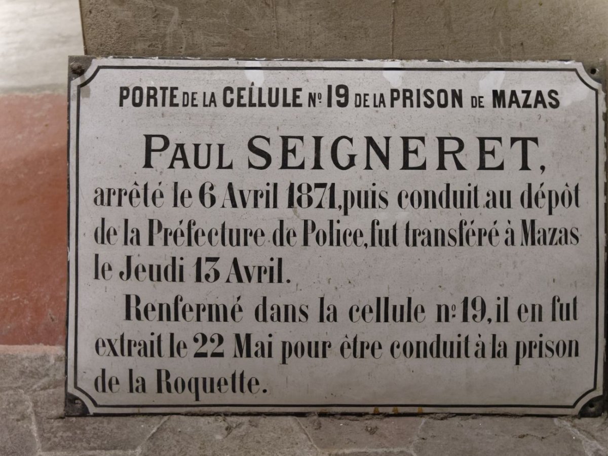 Porte de la cellule de Paul Seigneret à Mazas. © Yannick Boschat / Diocèse de Paris.