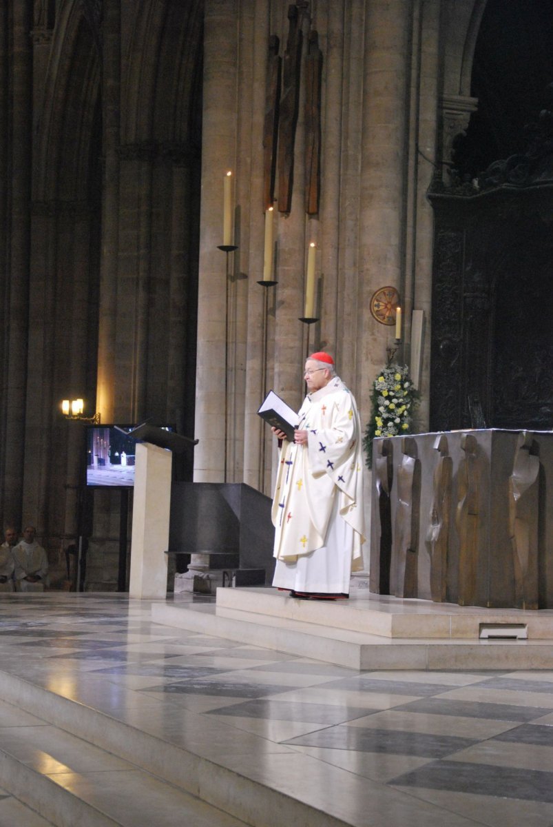 Le cardinal André Vingt-Trois, au début de la messe. © Pierre-Louis Lensel.