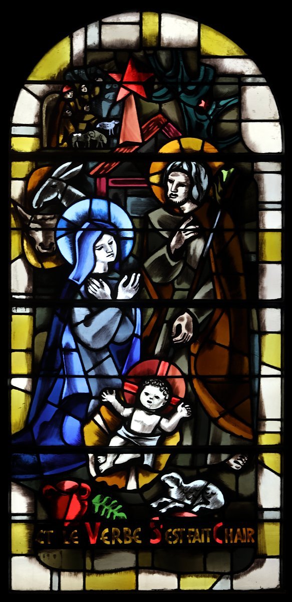 Nativité, par Louis Barillet et Jacques Le Chevallier, 1942, Saint-Dominique. 