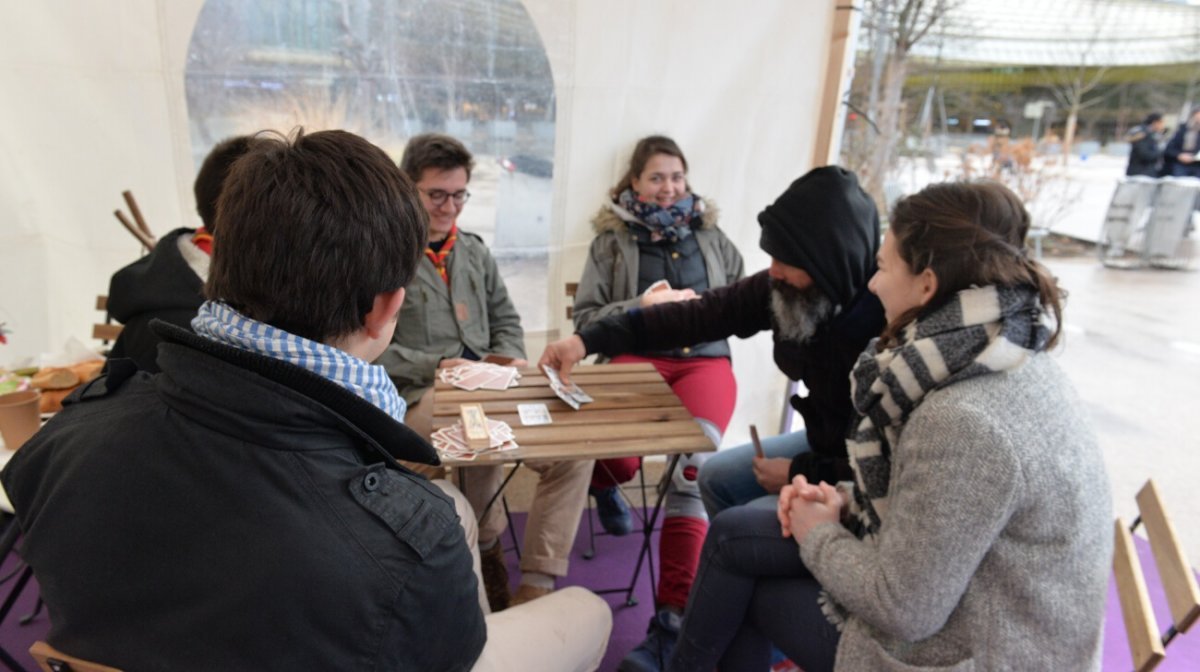 Le petit-déjeuner caritatif des JMJ@Panam'. © Marie-Christine Bertin / Diocèse de Paris.