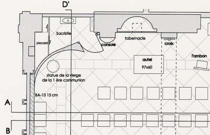 Plan du côté de la Vierge. © C. D. A. S.