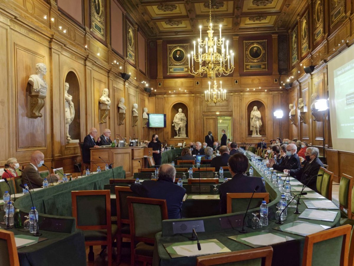 Colloque historique sur Geneviève. 5 novembre 2021, à l'Académie des Inscriptions et Belles Lettres © Yannick Boschat / Diocèse de Paris.