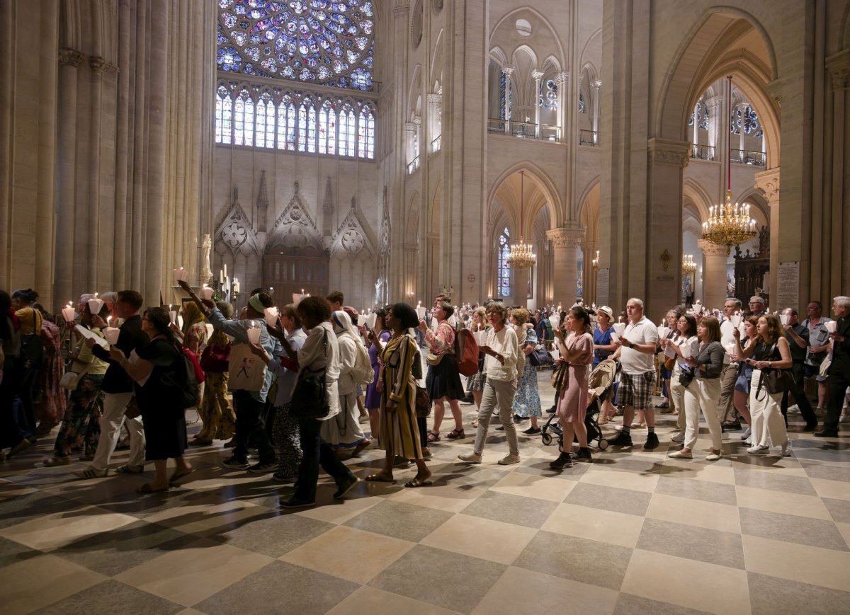 Veille de la fête de l'Assomption à Notre-Dame de Paris 2025. © Yannick Boschat / Diocèse de Paris.