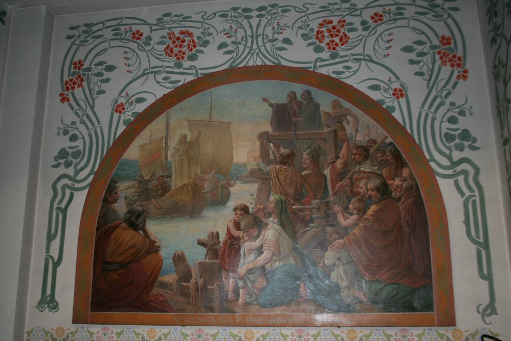 Fresque de sainte Geneviève à Notre-Dame du Travail (14e). © C. D. A. S.