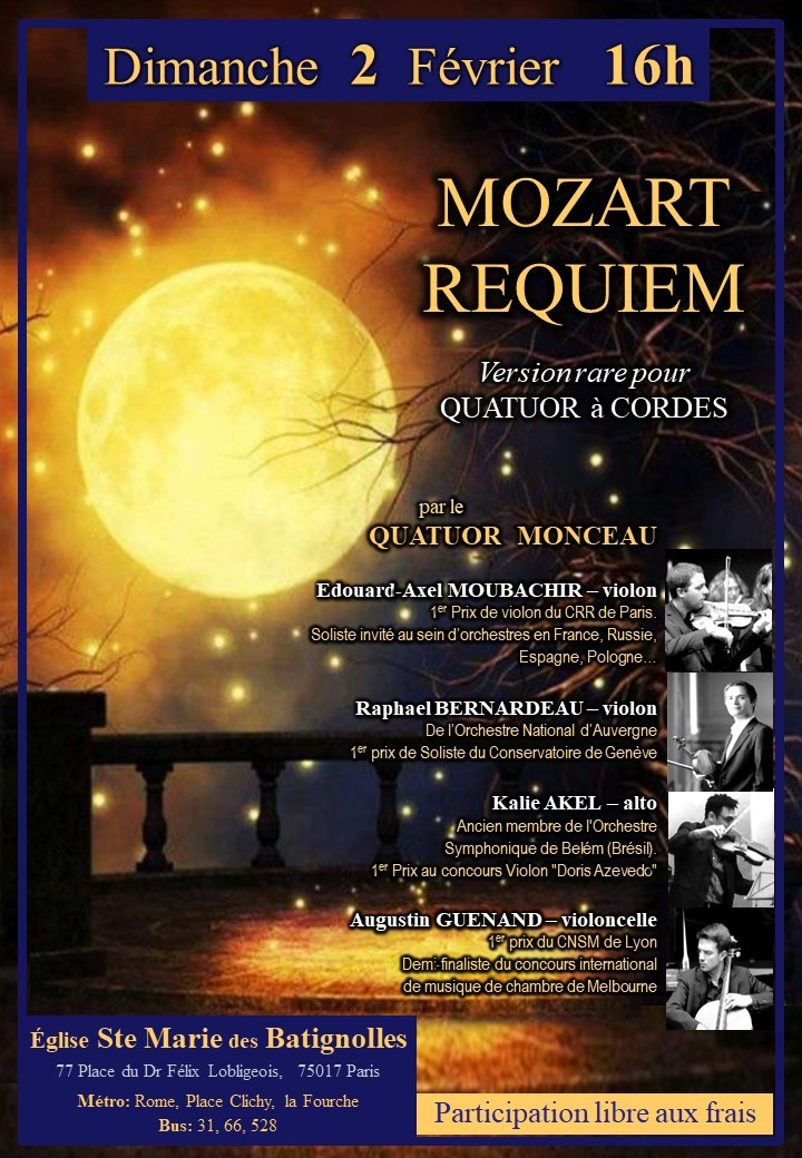 Concert "Requiem de Mozart" Diocèse de Paris